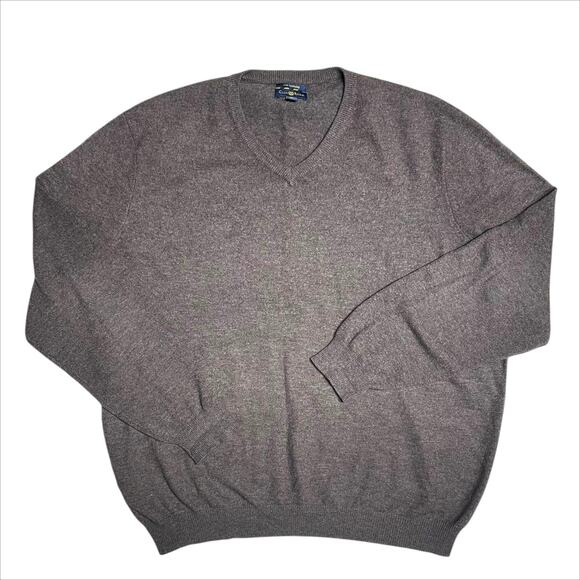 CLUB ROOM Men's 100% Cashmere V-Neck Sweater in Brown Size XL Fall Autumn Layer - Picture 1 of 6